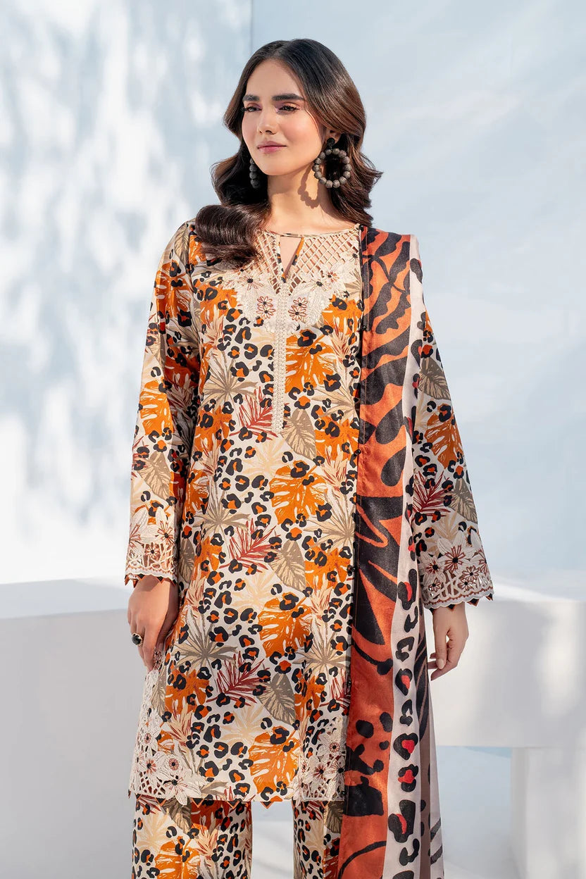 3PC KARANDI PRINTED SHIRT WITH KARANDI PRINTED DUAPTTA AND TROUSER - 1702