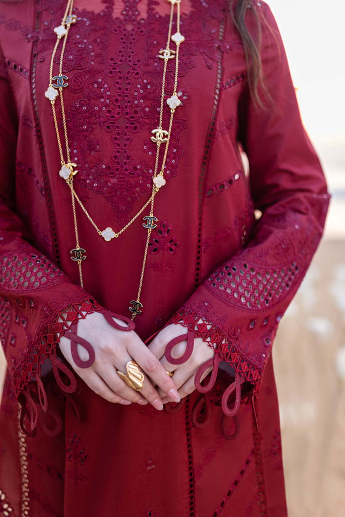 Lawn-3PC Chikankari Embroidered Shirt With Khadi Net Embroidered Dupatta-5402