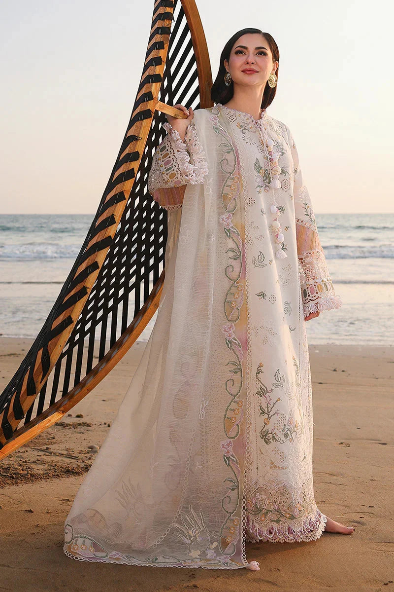Lawn-3PC Chikankari Embroidered Shirt With Khadi Net Embroidered Dupatta-5229