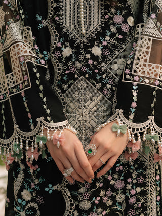Dhanak-3PC Embroidered Shirt with Organza Embroidered Dupatta - 6116