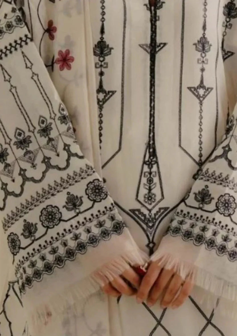 Lawn-3PC Embroidered Shirt with Digital Printed Jacquard Dupatta-1383