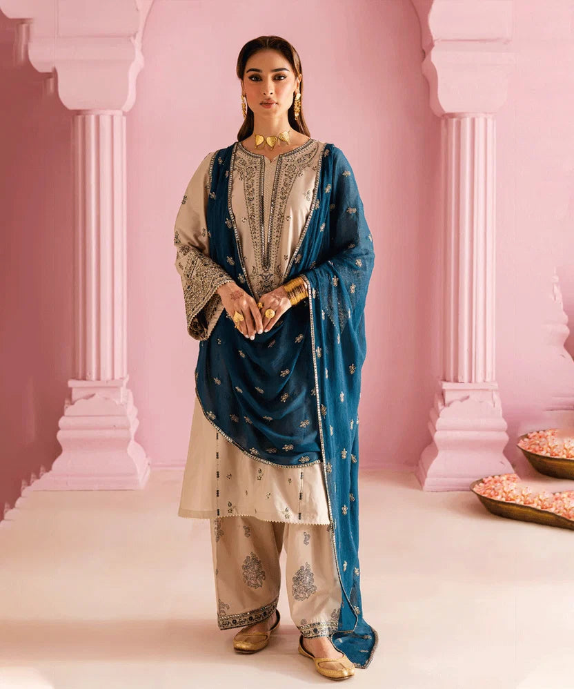 Dhanak-3PC Embroidered Shirt with Sequins Embroidered Dupatta-6004