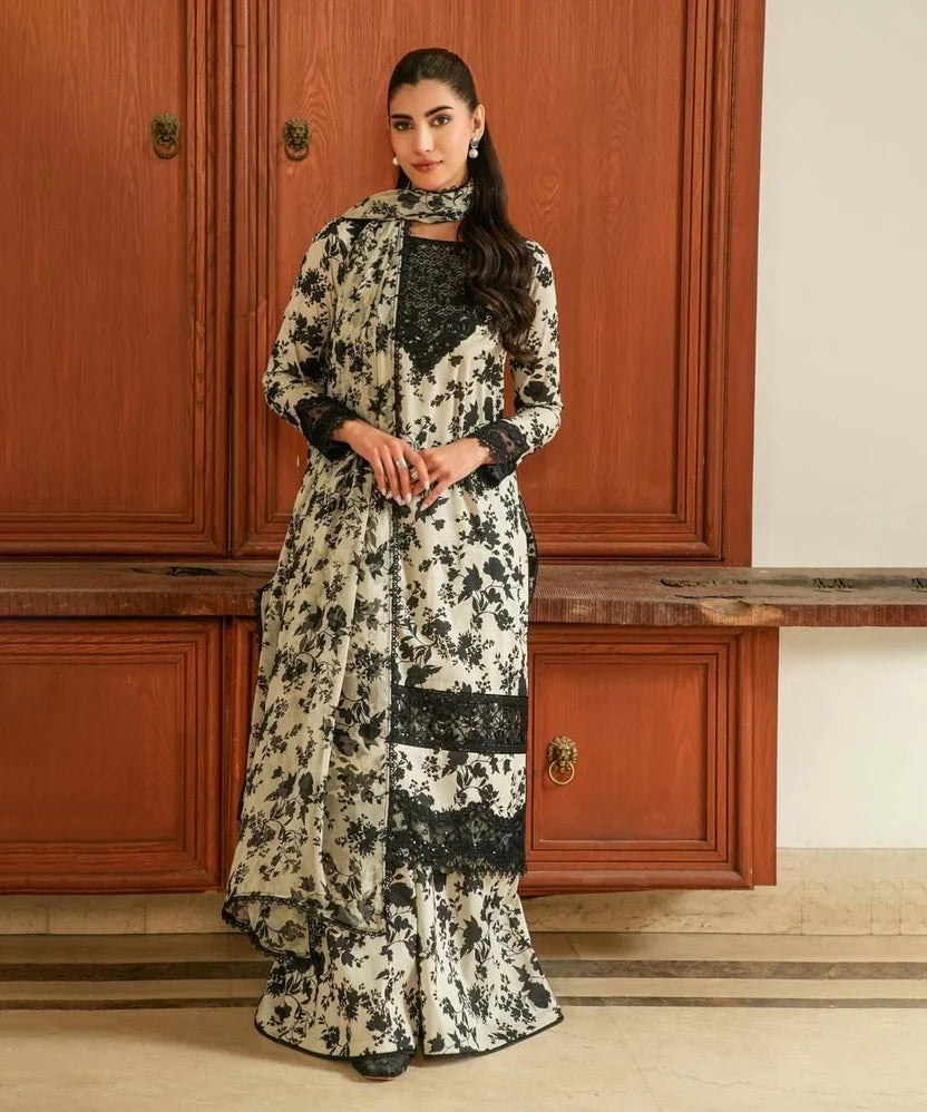 Karandi-3PC Digital Printed Shirt with Karandi Digital Printed Dupatta -1716