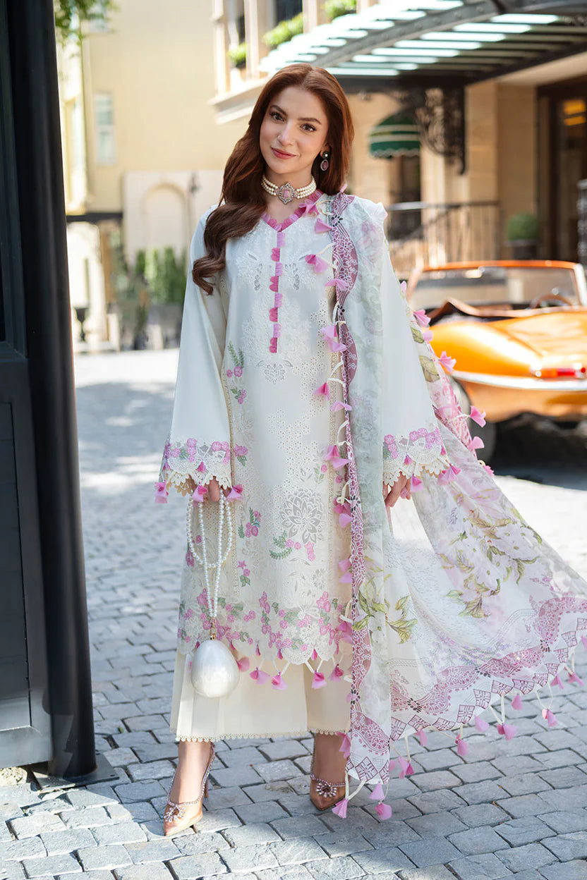 Lawn-3PC Chikakari Embroidered Shirt With Chiffon Printed Dupatta-5308
