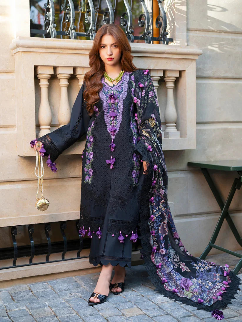 Lawn-3PC Chikankari Embroidered With Digital Printed Jacquard Dupatta-5240