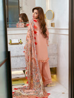 Lawn-3PC Chikankari Embroidered Shirt With Digital Printed Jacquard Dupatta-5271