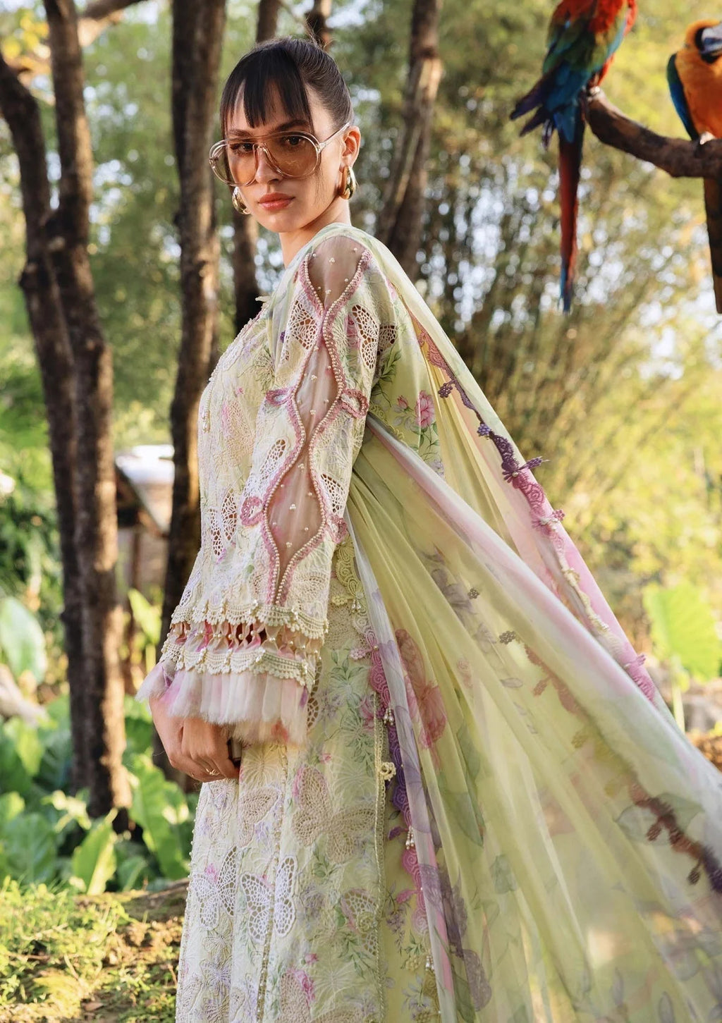 Lawn-3PC Chikankari Embroidered Shirt With Digital Printed Chiffon Dupatta-4022