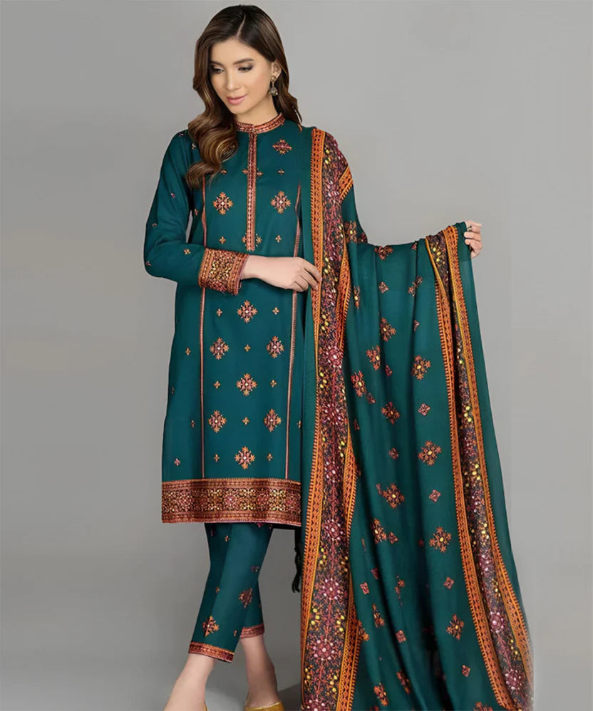 Lawn-3PC Embroidered with Lawn Embroidered Dupatta-1118
