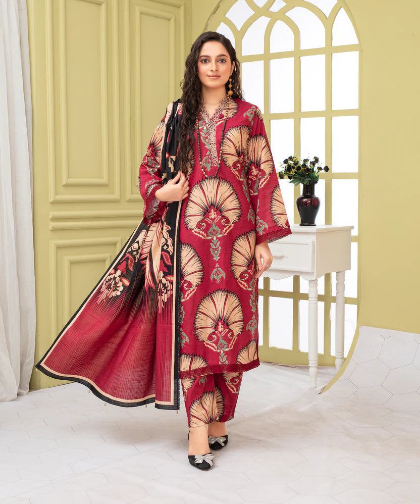 KHADDAR 3PC WITH KHADDAR PRINTED SHIRT & TROUSER-920