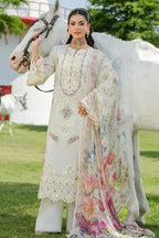 Lawn-3PC Chikankari Embroidered With Digital Printed Jacquard Dupatta-5202