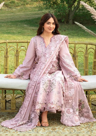 Dhanak-3PC Embroidered Shirt with Khadi Net Embroidered Dupatta - 6409