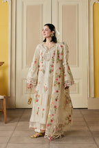 Lawn-3PC Chikankari Embroidered Shirt With Khadi Net Embroidered Dupatta-5389