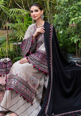 Dhanak-3PC Embroidered Shirt with Dhanak Embroidered Dupatta - 6122