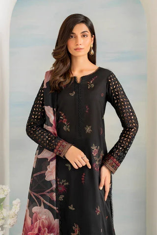 Dhanak-3PC Embroidered Shirt with Digital Printed Wool Shawl - 6074