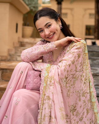 Dhanak-3PC Chikankari Embroidered Shirt with Chiffon Embroidered Dupatta - 6260