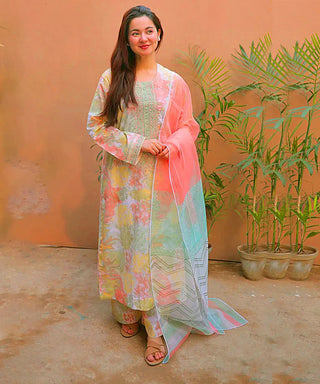 KHADDAR-3PC WITH KHADDAR PRINTED SHIRT & TROUSER-921