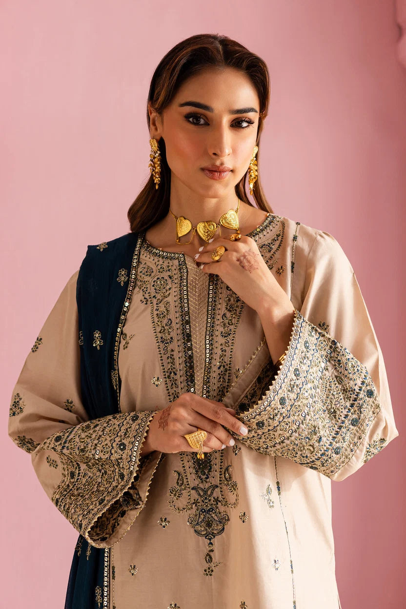 Dhanak-3PC Embroidered Shirt with Sequins Embroidered Dupatta-6004