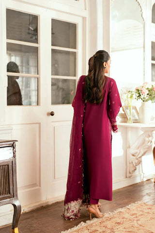 Dhanak-3PC Embroidered Shirt with Chiffon Embroidered Dupatta-3366