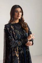 Dhanak-3PC Embroidered Shirt with Digital Printed Wool Shawl- 3365