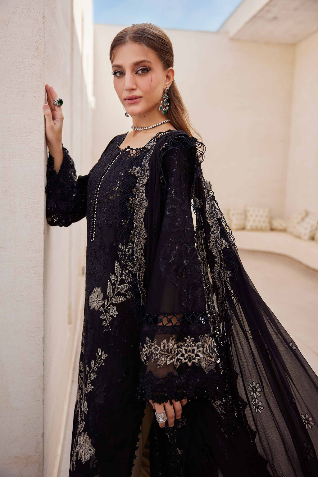 Lawn-3PC Sequence Embroidered Shirt With Khadi Net Embroidered Dupatta-5314