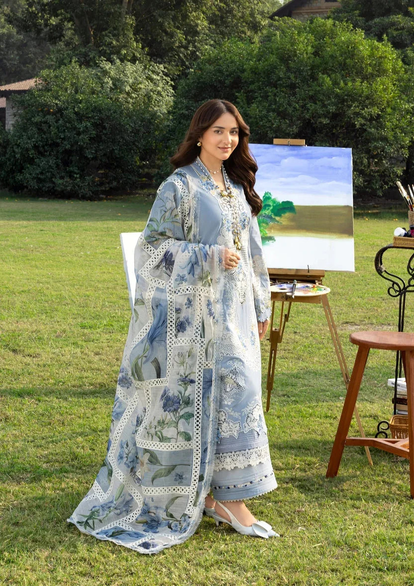 Lawn-3PC Chikankari Embroidered Shirt With Embroidered Jacquard Dupatta-5223