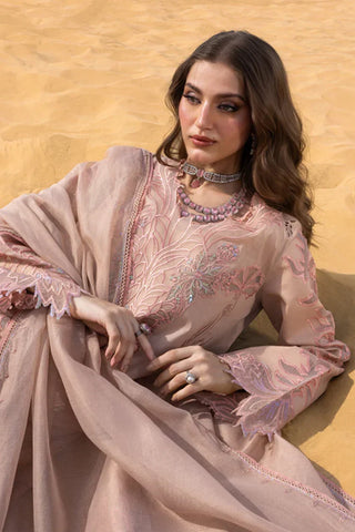 Dhanak-3PC Embroidered Shirt with Khadi Net Embroidered Dupatta - 7005