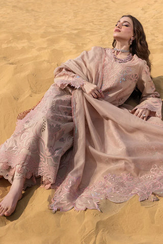 Dhanak-3PC Embroidered Shirt with Khadi Net Embroidered Dupatta - 7005