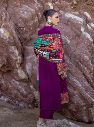 3PC Dhanak Embroidered Shirt With Printed Dupatta-681