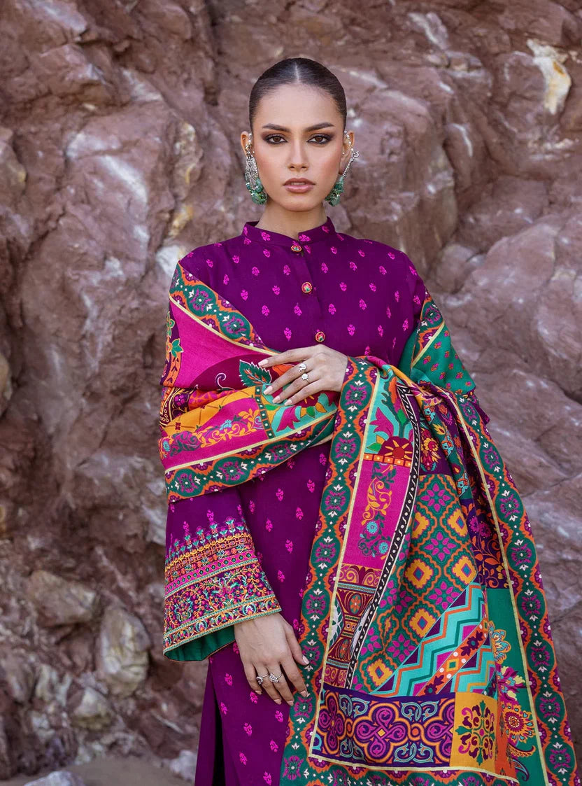 3PC Dhanak Embroidered Shirt With Printed Dupatta-681