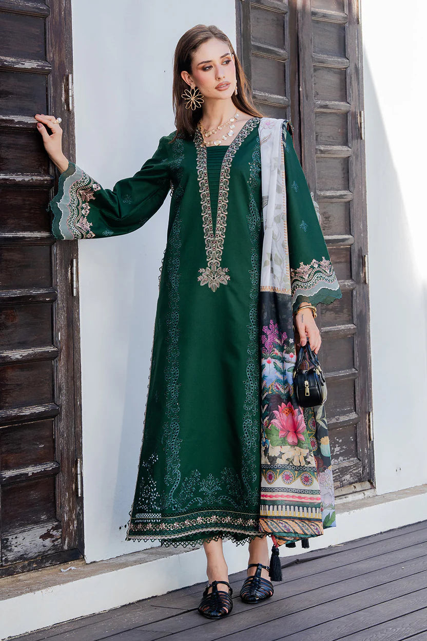 Lawn-3PC Chikankari Embroidered Shirt With Digital Printed Jacquard Dupatta-5338