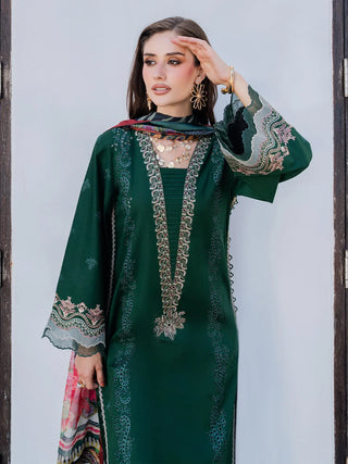 Lawn-3PC Chikankari Embroidered Shirt With Digital Printed Jacquard Dupatta-5338