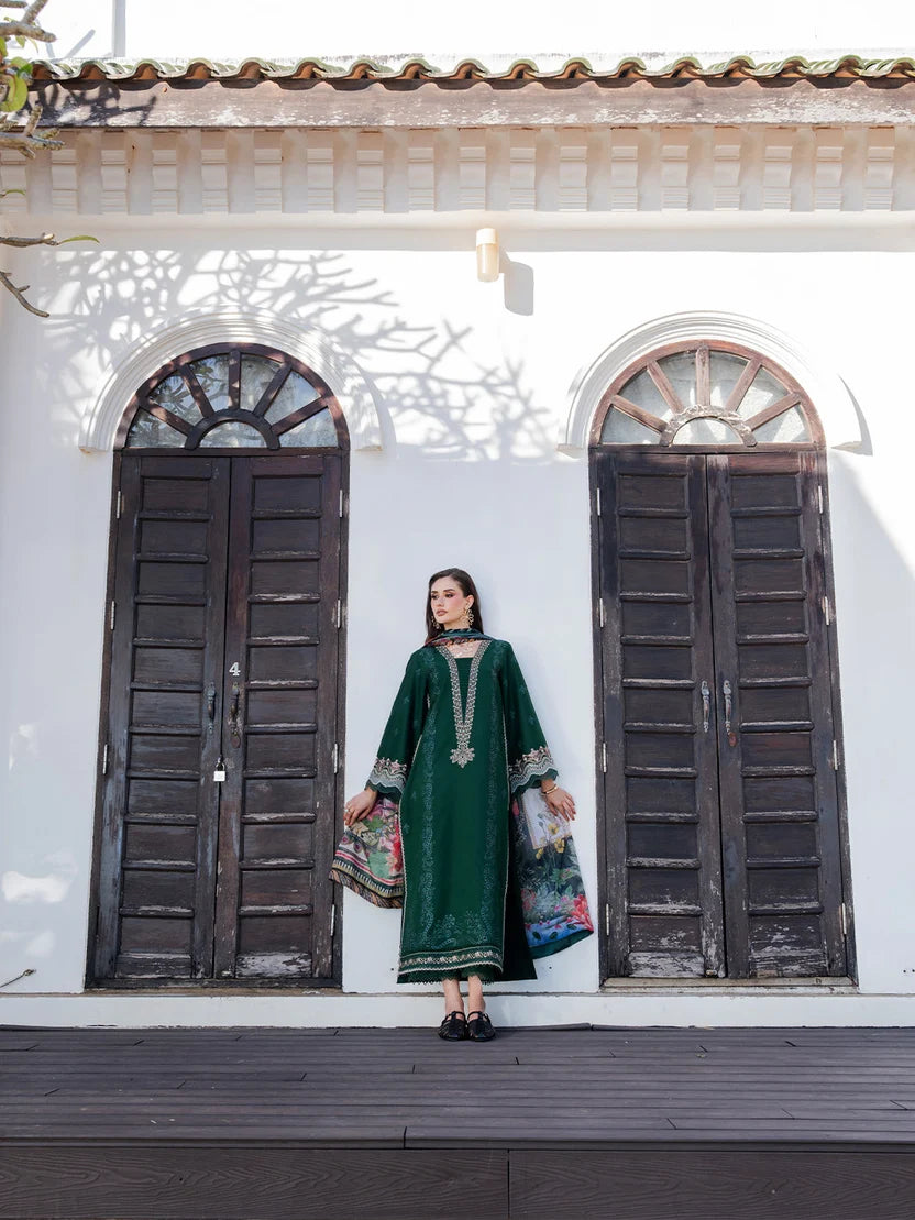 Lawn-3PC Chikankari Embroidered Shirt With Digital Printed Jacquard Dupatta-5338