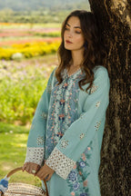 Dhanak-3PC Embroidered with Digital Printed Wool Shawl-3363