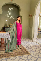 Dhanak 3PC Embroidered Shirt with Dhanak embroidered dupatta-619