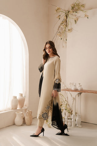 Dhanak-3PC Embroidered Shirt with Chiffon Dye N Dye Dupatta - 6095