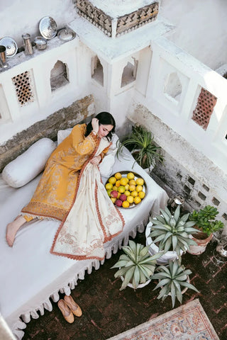 Dhanak 3PC Embroidered Shirt with Dhanak Embroidered Dupatta-3441