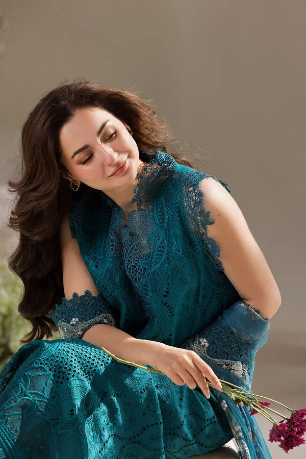 Dhanak-3PC Embroidered Shirt with Digital Printed Embroidered Dupatta-3359