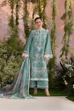 Lawn-3PC Embroidered With Organza Digital Printed Dupatta-5193
