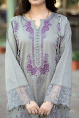 Lawn-3PC Embroidered Shirt with Chiffon Embroidered Dupatta-5155