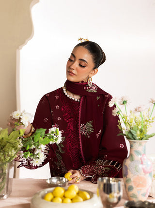 Dhanak-3PC Embroidered Shirt with Chiffon Embroidered Dupatta - 6425