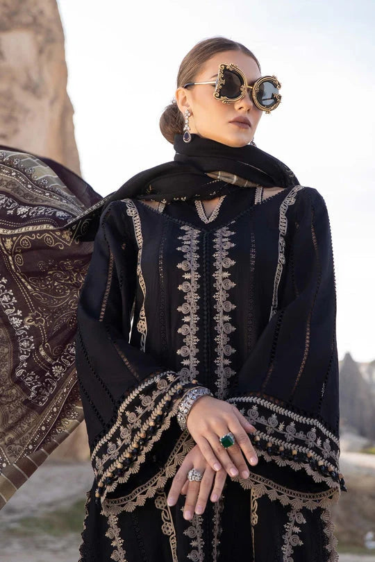 Dhanak-3PC Embroidered Shirt with Digital Printed Wool Shawl - 3426