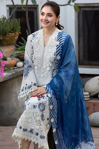 Dhanak-3PC Embroidered Shirt with Digital Printed Shawl- 6419