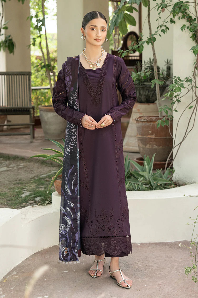 Lawn-3PC Chikankari Embroidered Shirt With Digital Printed Jacquard Dupatta-5347