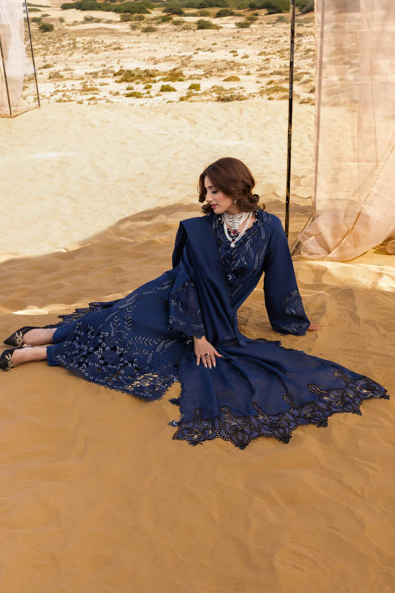 Lawn-3PC Chikankari Embroidered With Khadi Net Embroidered Dupatta-5315