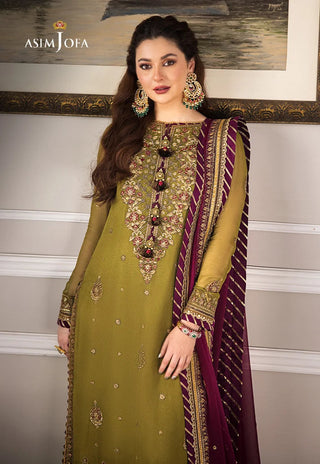Dhanak-3PC Embroidered Shirt with Chiffon Embroidered Dupatta - 6427