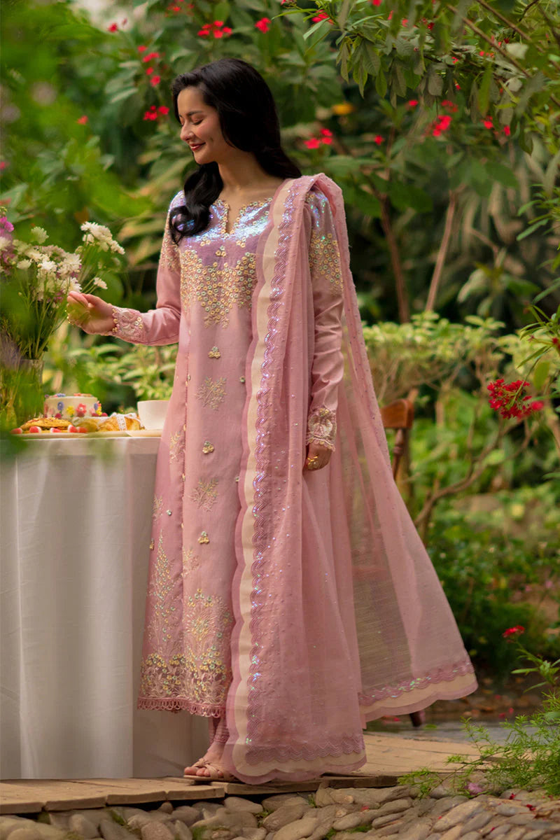 Lawn-3PC Sequence Embroidered Shirt With Khadi Net Embroidered Dupatta-5345