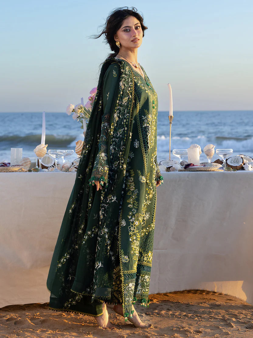 Lawn-3PC Chikankari Embroidered Shirt With Khadi Net Embroidered Dupatta-5377