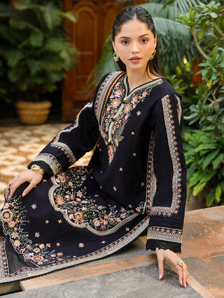 Dhanak-3PC Embroidered Shirt with Chiffon Embroidered Dupatta - 6391