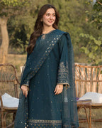 Lawn-3PC Embroidered Shirt with Organza Sequins Embroidered Dupatta-5062