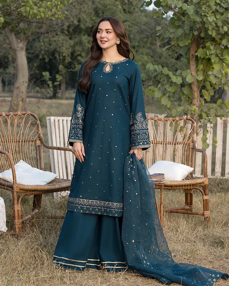 Lawn-3PC Embroidered Shirt with Organza Sequins Embroidered Dupatta-5062
